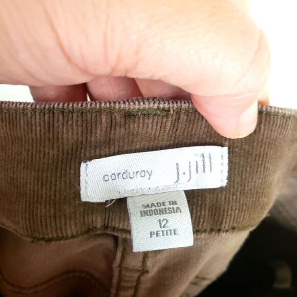 Women's J. Jill Brown Ribbed Corduroy Straight Leg Mid Rise Pants Size 12P - Picture 9 of 9